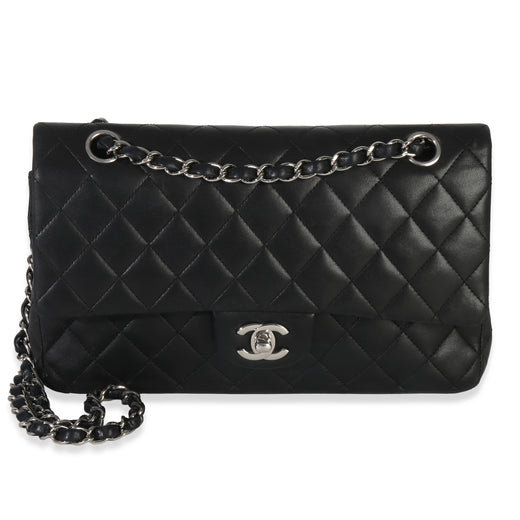 Chanel Black Quilted Lambskin Medium Classic Double Flap Bag Leather Handbag