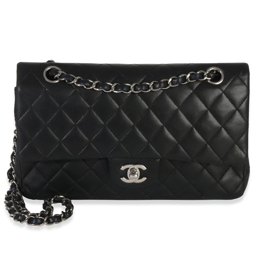 Chanel Black Quilted Lambskin Medium Classic Double Flap Bag Leather Handbag