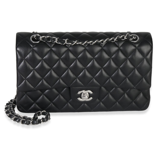 Chanel Black Quilted Lambskin Medium Classic Double Flap Bag Leather Handbag