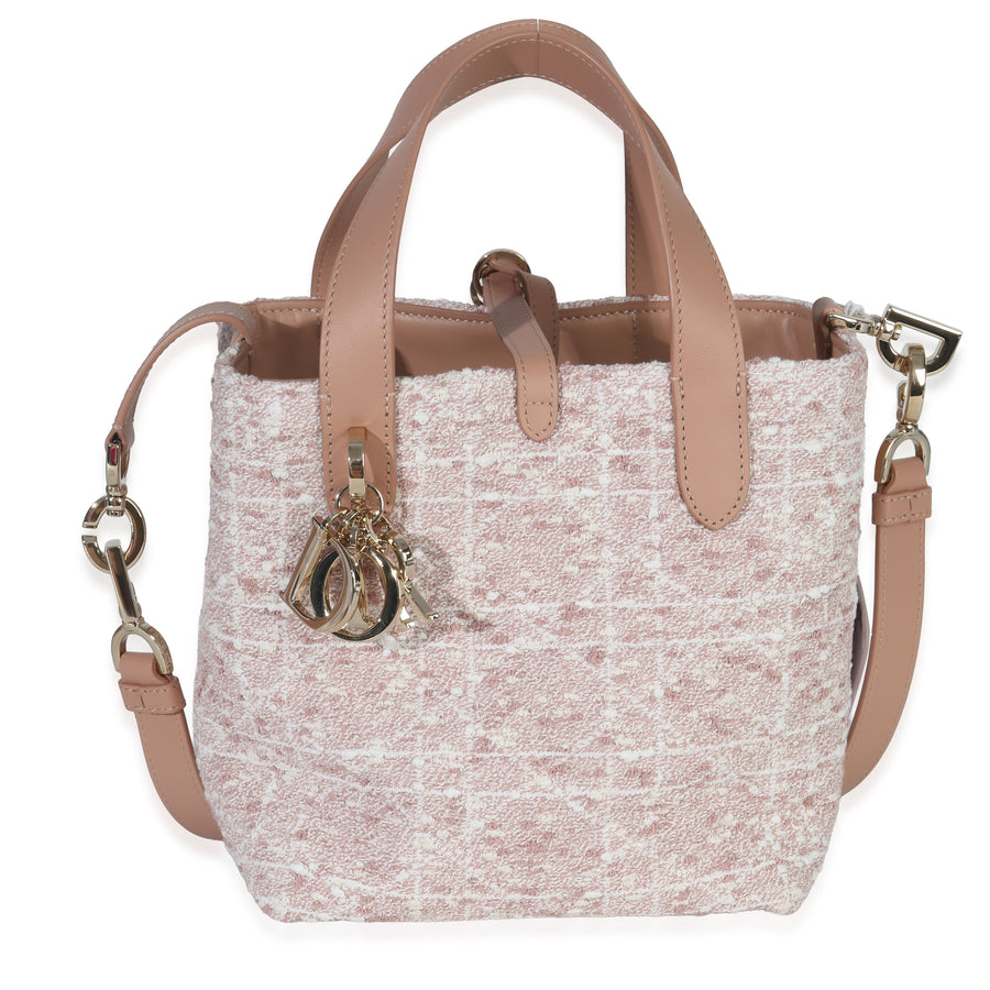 Christian Dior Rose Des Vents Tweed Small Toujours Vertical Tote Pink Handbag
