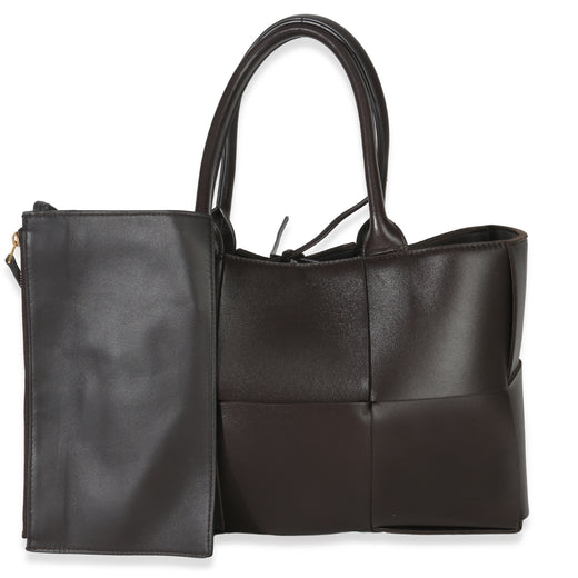 Bottega Veneta Fondant Nappa Intrecciato Mini Arco Tote Brown Leather Handbag