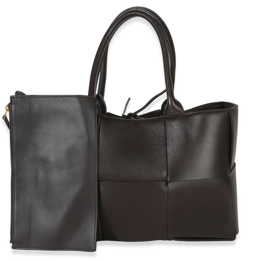 Bottega Veneta Fondant Nappa Intrecciato Mini Arco Tote Brown Leather Handbag