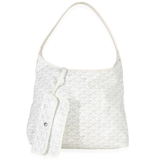 Goyard White Goyardine Canvas Boheme Hobo Handbag