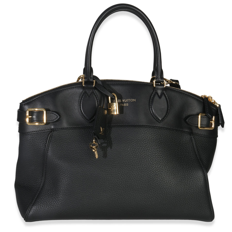 Louis Vuitton Black Grained Calfskin Monogram Vendome Mm Leather Handbag