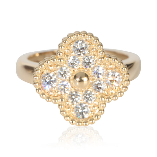 Van Cleef & Arpels Yellow Gold Diamond Vintage Alhambra Ring 18k