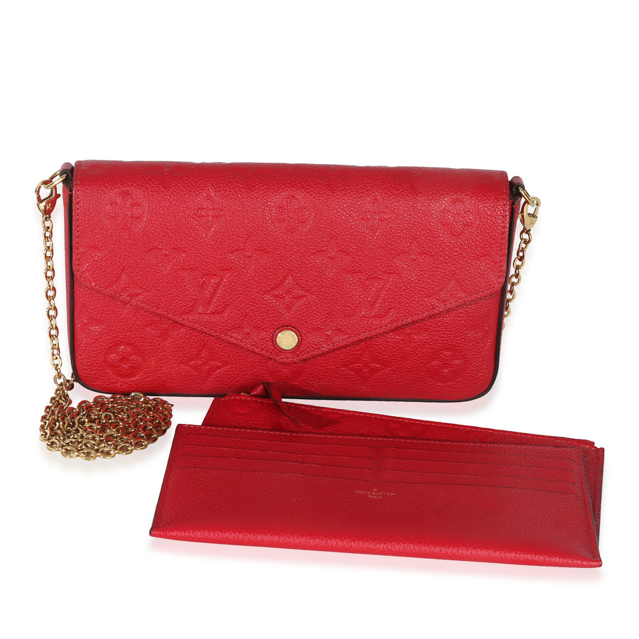 Louis Vuitton Scarlet Monogram Empreinte Félicie Pochette Red Leather Handbag