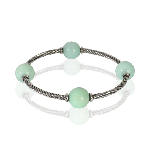David Yurman Sterling Silver Chrysoprase Mustique Bracelet 925