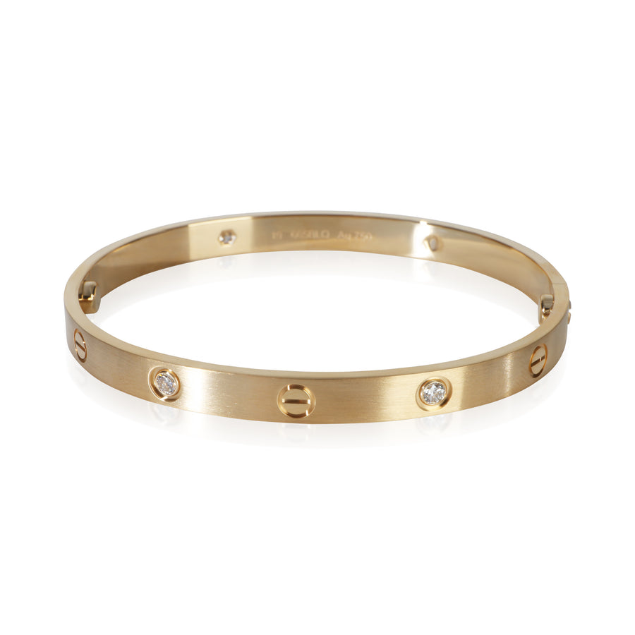 Cartier Yellow Gold Diamond Brushed Finished Love Bracelet 18k