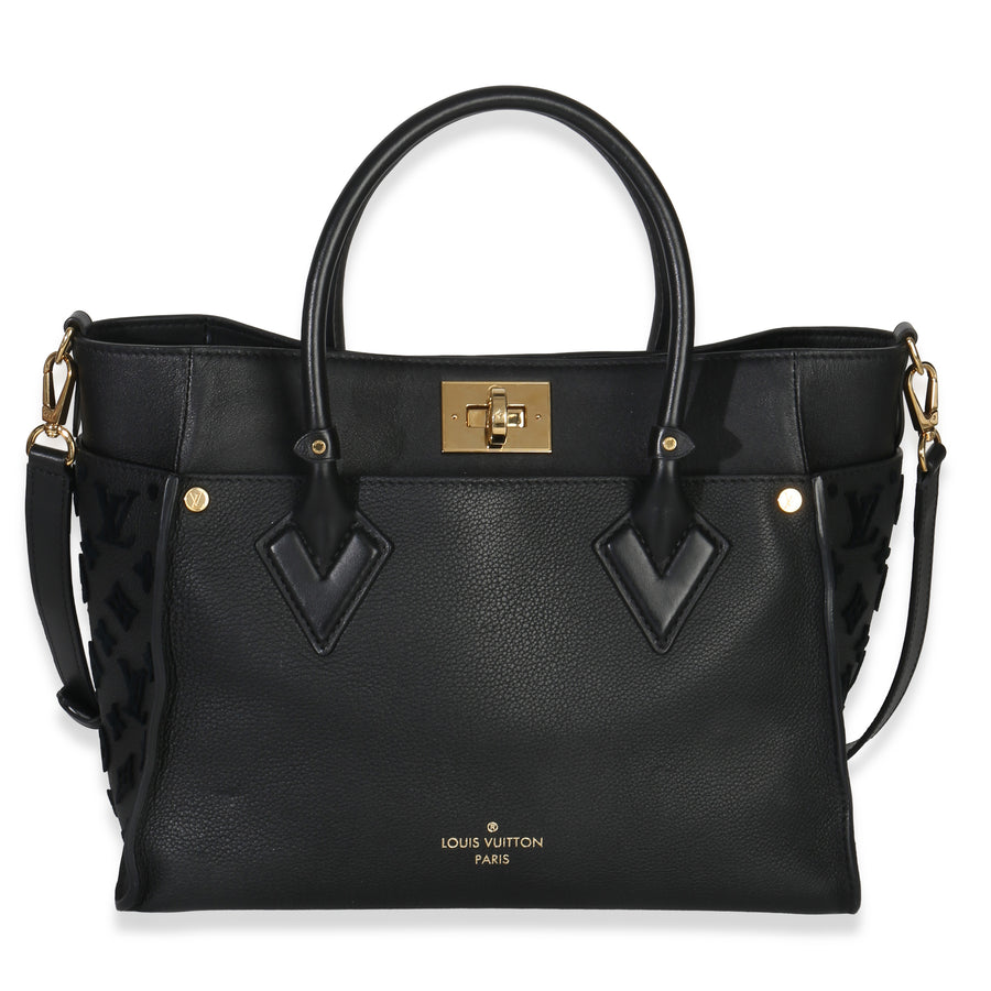 Louis Vuitton Black Calfskin Monogram Tufting On My Side Mm Leather Handbag