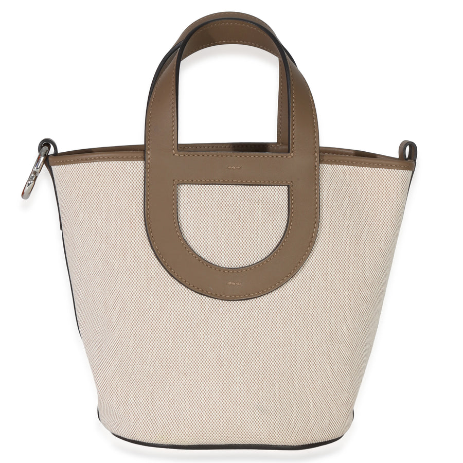Hermès Toile H Swift Ecru Beige De Weimar In-The-Loop 18 Phw Beige; Gray Canvas Handbag