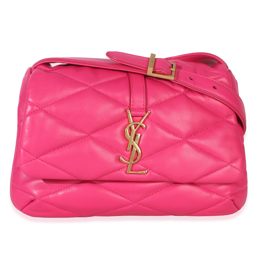 Saint Laurent Pink Diamond Quilted Lambskin Le 5 A 7 Shoulder Flap Bag Leather Handbag