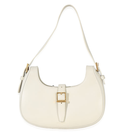 Saint Laurent Cream Smooth Calfskin Le Fermoir Hobo Neutral Leather Handbag