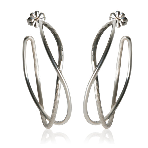 Tiffany & Co. Sterling Silver Paloma Picasso Crossover Hoop Earrings 925