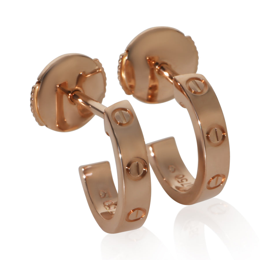 Cartier Rose Gold Small Model Love Hoop Earrings 18k