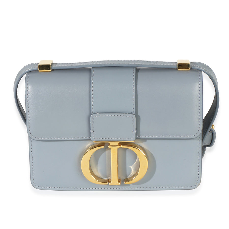 Christian Dior Blue Smooth Box Calfskin Micro 30 Montaigne Flap Bag Leather Handbag