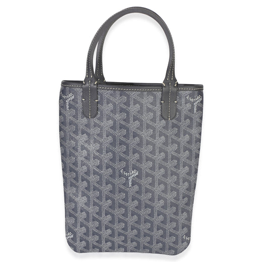 Goyard Grey Goyardine Canvas Poitiers Tote Pm Blue Coated Handbag