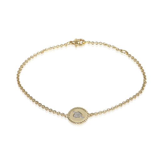 David Yurman Yellow Gold Diamond Cable Collectibles Heart & Arrow Bracelet 18k