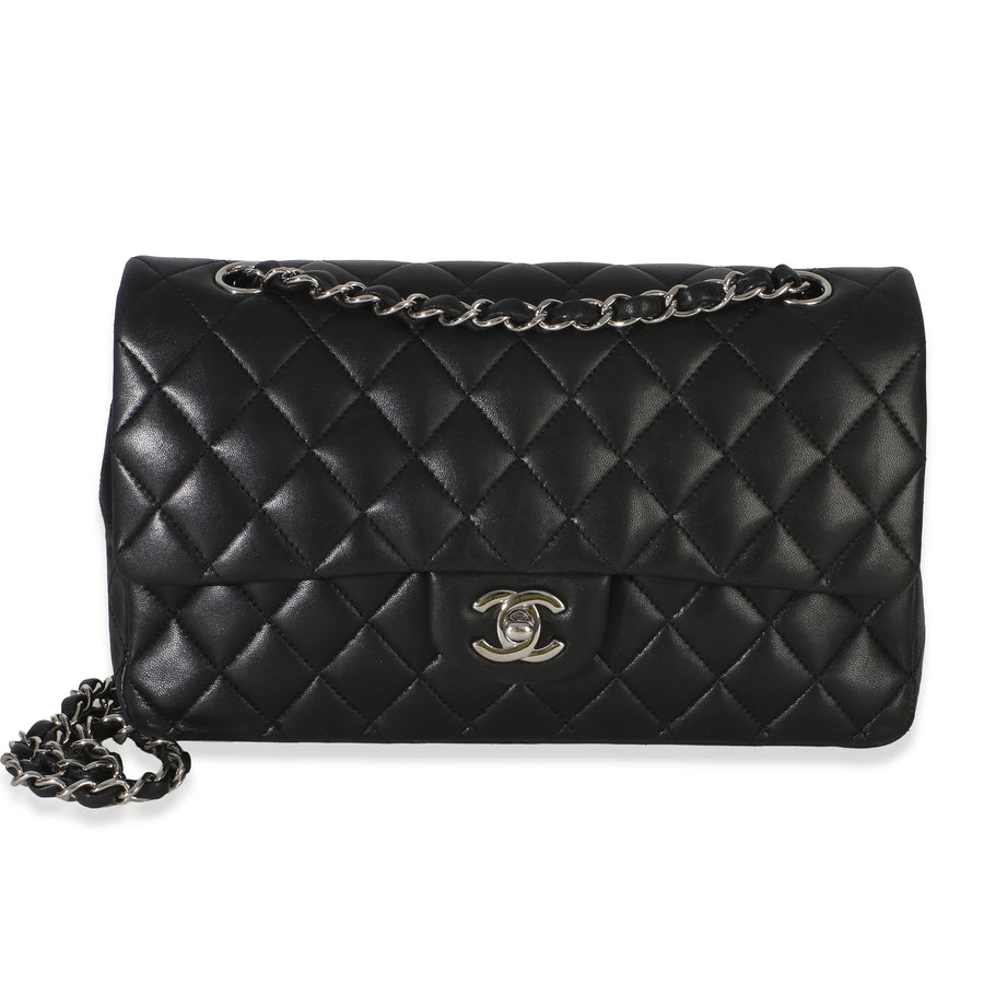 Chanel Black Quilted Lambskin Medium Classic Double Flap Bag Leather Handbag