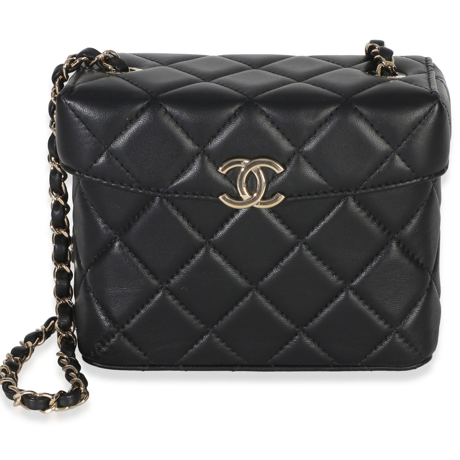 Chanel Black Quilted Lambskin Small Secret Box Bag Leather Handbag