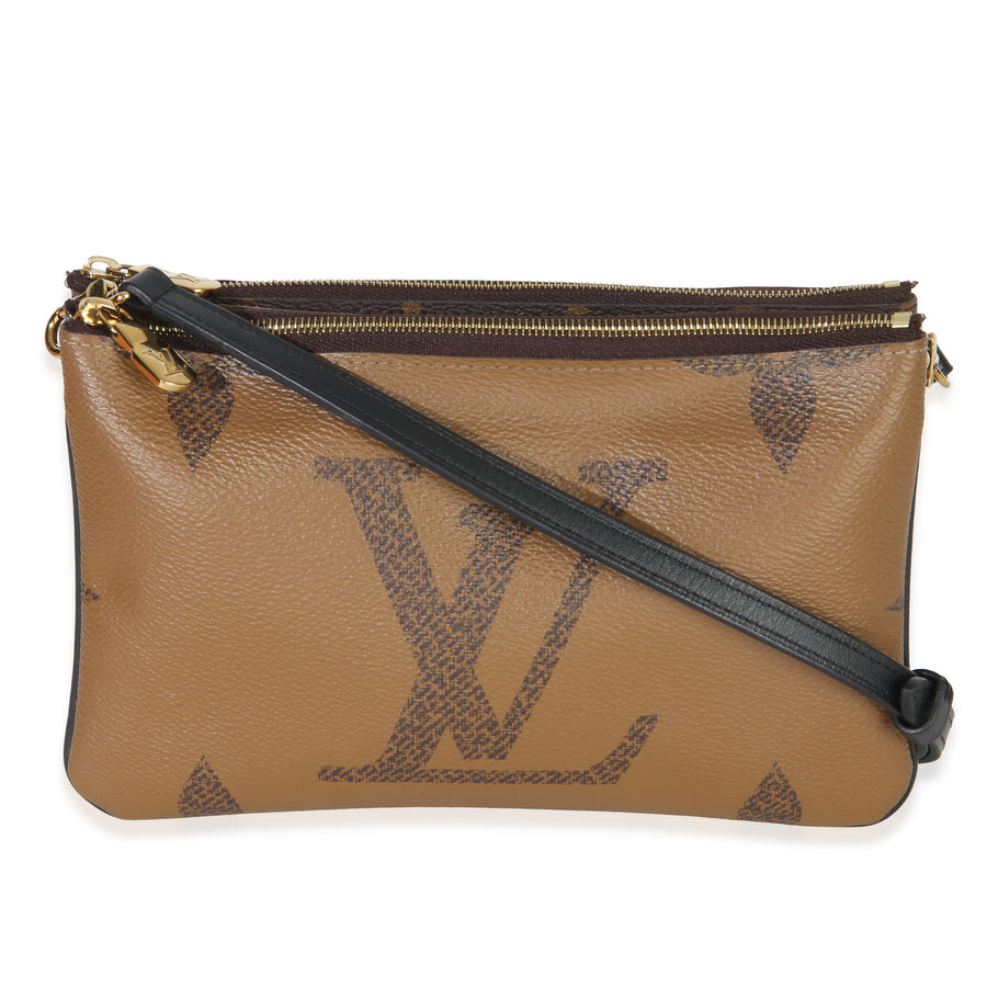 Louis Vuitton Reverse Monogram Giant Canvas Double Zip Pochette Brown Handbag