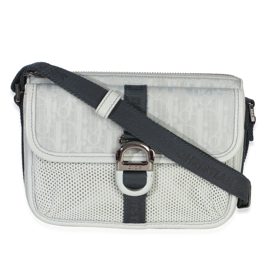 Christian Dior Light Blue Oblique Jacquard 8 Pouch With Strap Fabric Handbag
