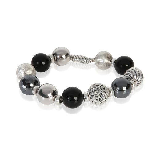 David Yurman Sterling Silver Onyx And Hematite Elements Bracelet 925