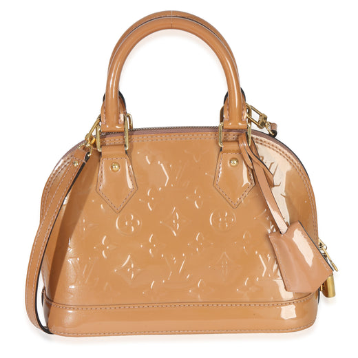 Louis Vuitton Rose Velours Monogram Vernis Alma Bb Tan Patent Leather Handbag