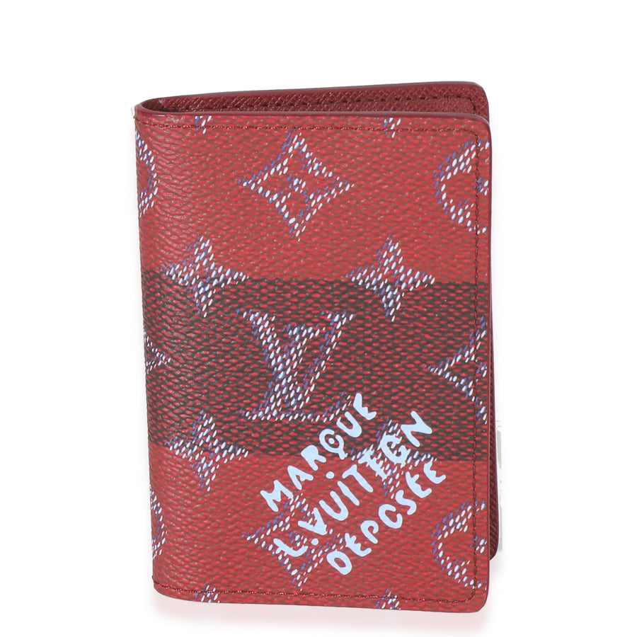 Louis Vuitton Red Monogram Canvas Heritage Pocket Organizer Blue; Wallet