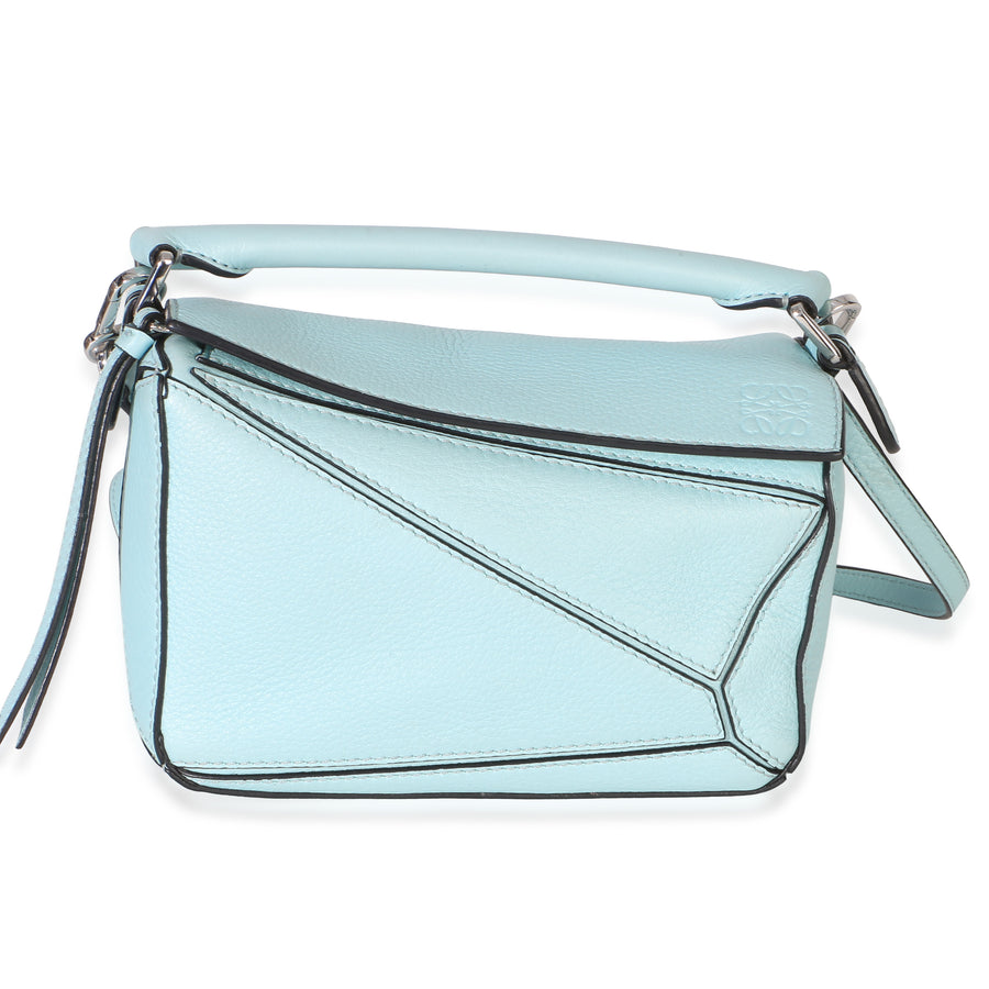 Loewe Light Blue Grained Calfskin Mini Puzzle Leather Handbag