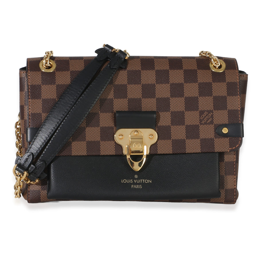 Louis Vuitton Black Damier Ebene Canvas Vavin Pm Brown Coated Handbag