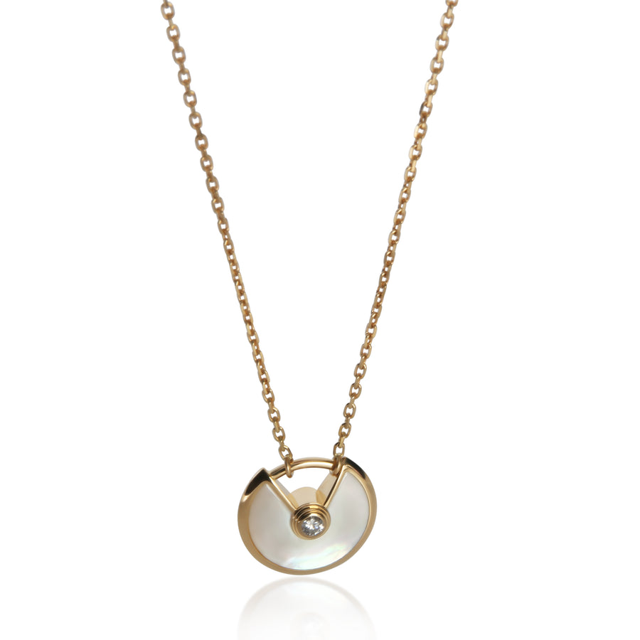 Cartier Yellow Gold Mother Of Pearl & Diamond Extra Small Model Amulette Pendant 18k