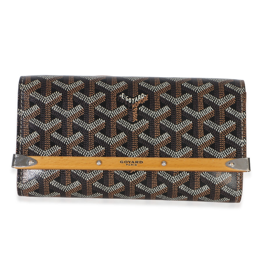 Goyard Gold Black Goyardine Monte Carlo Mini Clutch Coated Canvas Handbag
