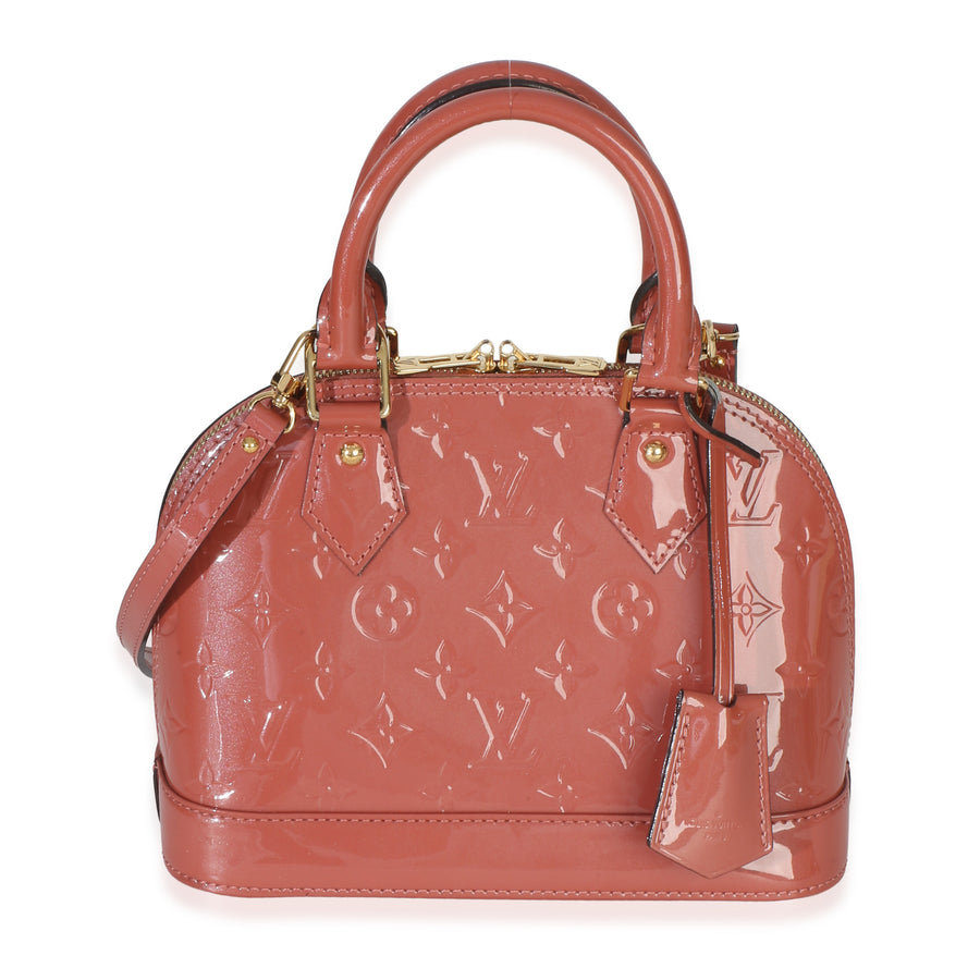 Louis Vuitton Rose Litchi Monogram Vernis Alma Bb Pink Patent Leather Handbag