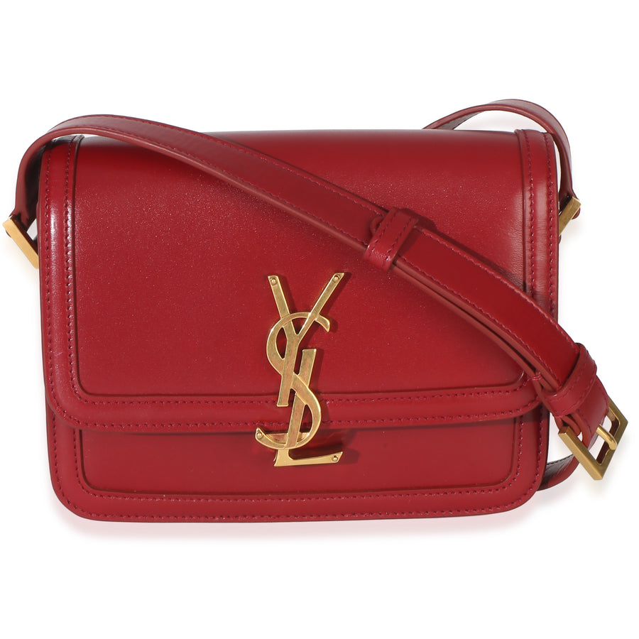 Saint Laurent Red Smooth Calfskin Monogram Small Solferino Satchel Leather Handbag