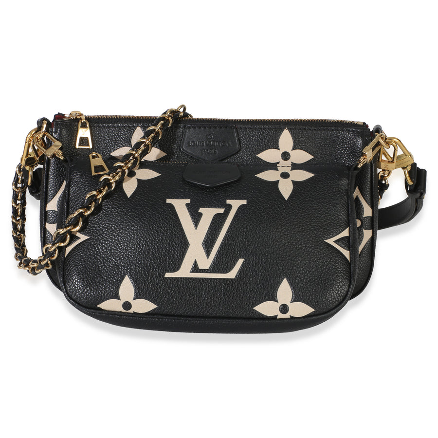 Louis Vuitton Beige Black Monogram Empreinte Multi Pochette Accessoires Beige; Leather Handbag