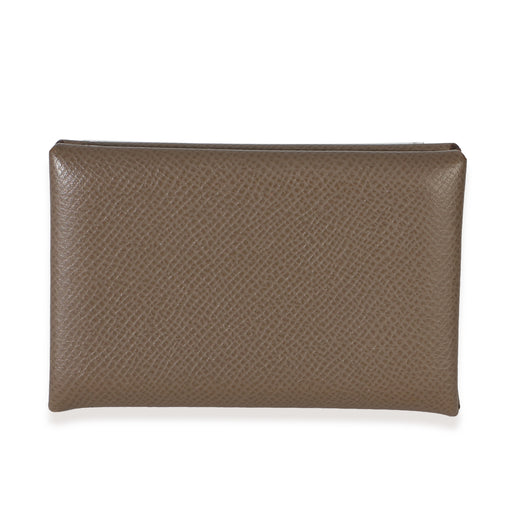 Hermès Etoupe Epsom Calvi Card Holder Gray Leather Wallet