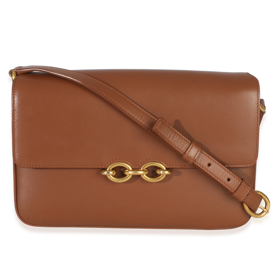 Saint Laurent Brown Smooth Calfskin Le Maillon Satchel Leather Handbag