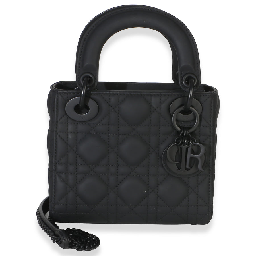Christian Dior Black Ultra Matte Supple Cannage Calfskin Mini Lady Leather Handbag