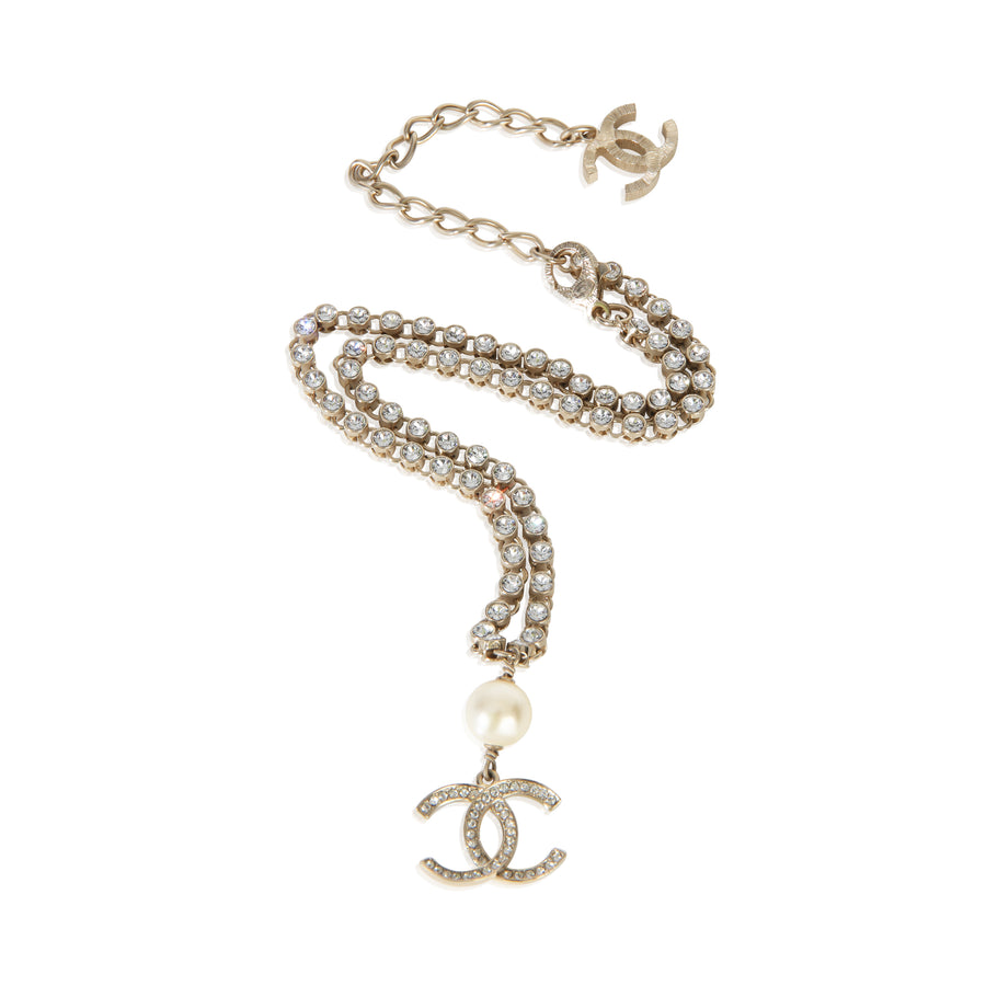 Chanel Gold-Plated 2021 Strass & Faux Pearl Necklace