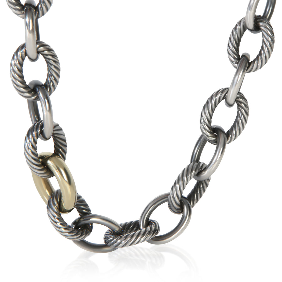 David Yurman 1-5 18k Yellow Gold & Sterling Silver Oval Link Necklace 1/5 14k