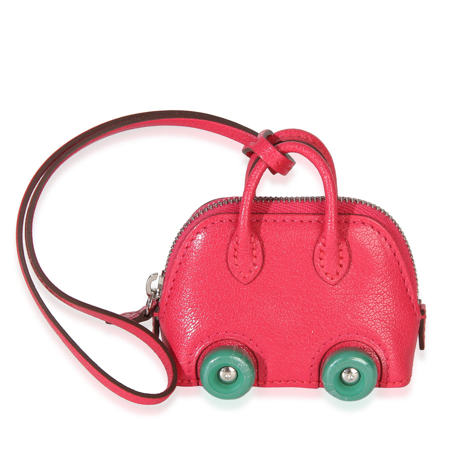 Hermès Rose Mexico Vert Vertigo Chevre Chamkila Bolide On Wheels Bag Charm Pink Leather Charms