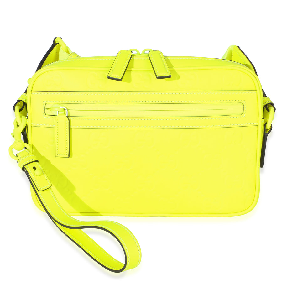 Gucci Fluorescent Yellow Rubber Effect Monogram Gg Crossbody Bag Plastic/rubber Handbag