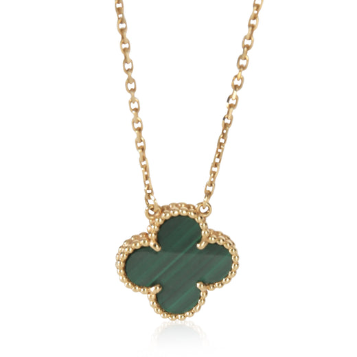 Van Cleef & Arpels Yellow Gold Malachite Vintage Alhambra Pendant 18k