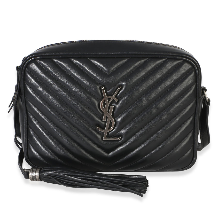 Saint Laurent Black Matelasse Calfskin Lou Camera Bag Leather Handbag