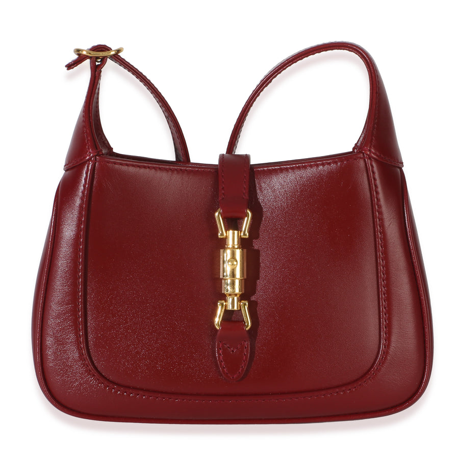 Gucci Red Boarded Dyana Lux Calfskin Mini Jackie 1961 Hobo Leather Handbag