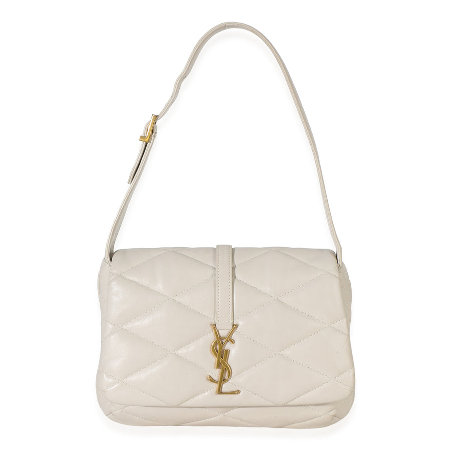 Saint Laurent Crema Soft Diamond Quilted Lambskin Le 5 A 7 Shoulder Flap Bag Beige; Neutral Leather Handbag