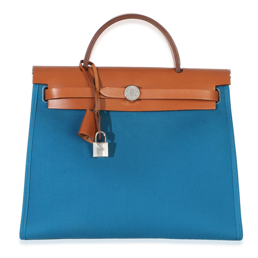 Hermès Bleu Izimir Toile Vache Hunter Herbag Zip 31 Phw Blue Canvas Handbag