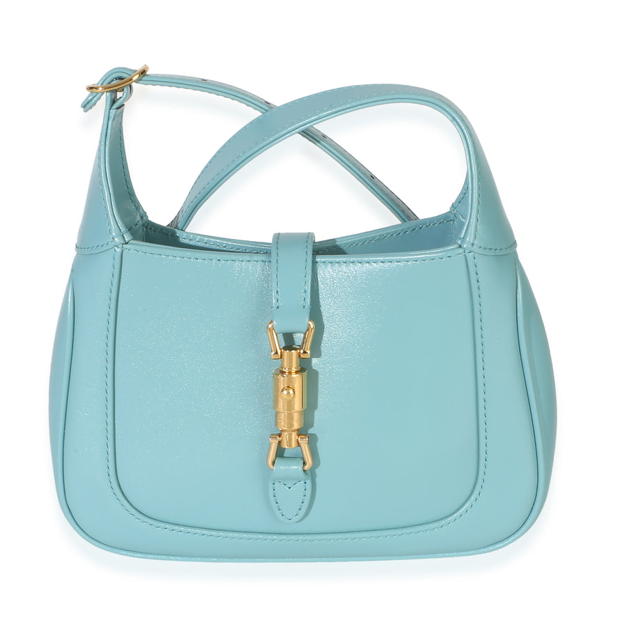 Gucci Dusty Azure Boarded Dyana Lux Calfskin Mini Jackie 1961 Hobo Blue Leather Handbag