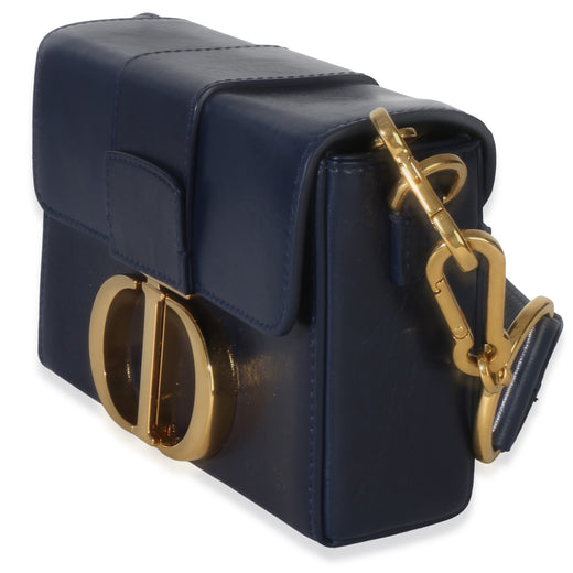 Christian Dior Navy Calfskin 30 Montaigne Box Bag Blue Leather Handbag