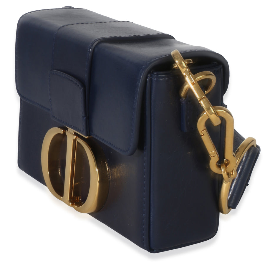 Christian Dior Navy Calfskin 30 Montaigne Box Bag Blue Leather Handbag